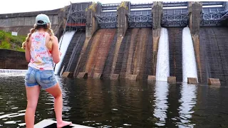 We FOUND The RIVER MONSTERS Hiding Beneath This GIANT SPILLWAY! (Catch, Clean & Cook!)