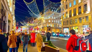 4K HDR LONDON CHRISTMAS WALK 🎄 Oxford Street 🎅 Regent Street Walking London Christmas Lights