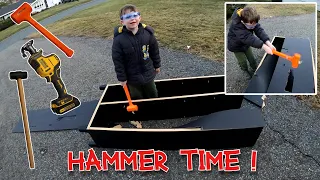 KIDS AND POWER TOOLS | Hammer, Power Saw and DEMO DAY!
