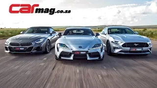 DRAG RACE: BMW Z4 M40i vs Toyota GR Supra vs Ford Mustang GT Fastback