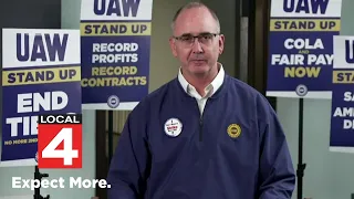 UAW President Shawn Fain speaks before Detroit Big Three contract expires