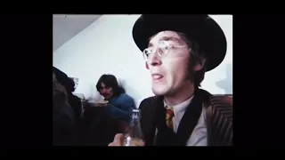 The Beatles eating fish and Chips