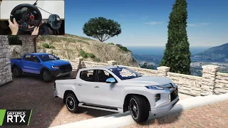 Mitsubishi Triton & Ford Ranger Raptor | OFFROAD CONVOY | GTA 5 | Steering wheel gameplay
