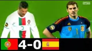 Portugal vs Spain 4-0 - One of Ronaldo's Best Goals disallowed in a Friendly 2010