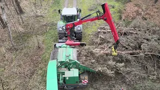 Hackschnitzel Produktion im Wald