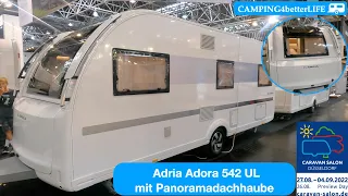 Caravan-Salon 2022: Adria Adora 542 UL - Modell 2023 schöner Einzelbettwagen mit tollem Panoramadach