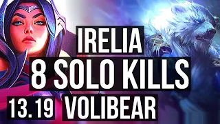 IRELIA vs VOLIBEAR (TOP) | 8 solo kills, 1.3M mastery, 500+ games, Dominating | EUW Master | 13.19