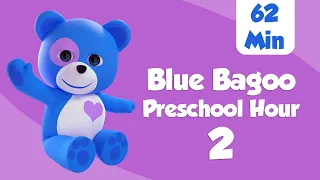 Blue Bagoo Preschool Hour 2 | Counting, Shapes, Exercise, Bath Time and more