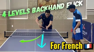 How to do 4 Backhand Flick techniques from basic to advanced |  Ti Long guides French students 🇫🇷