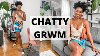 CHATTY GET READY WITH ME: Hair, Easy Makeup & Outfit while spilling the Tea | MONROE STEELE