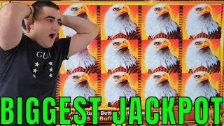 BIGGEST JACKPOT On YouTube For Eagle Bucks Slot Machine