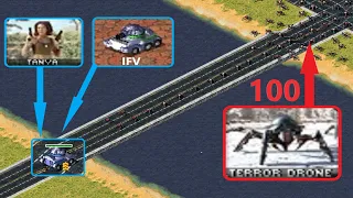 Can IFV Tanya defend the bridge? vs 100 Terror Drones - Red Alert 2