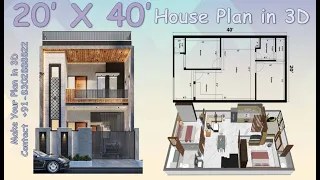 20 X 40 House plan 3D || 800 sq.ft || South Facing || Vastu Plan || 2 BHK || Jagdamba Architecture