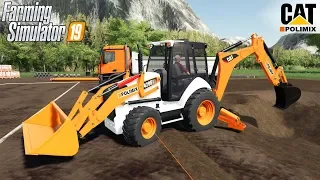 Farming Simulator 19 - CATERPILLAR 420F2 POLIMIX Backhoe loader Digging A Pit