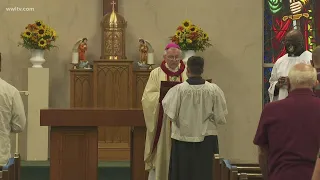 Archbishop Aymond consecrates new altar after Pearl River church sex scandal