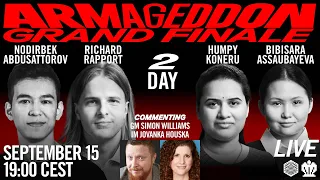 Nodirbek Abdusattorov vs Richard Rapport, Humpy Koneru vs Bibisara Assaubayeva |Day 2 Armageddon