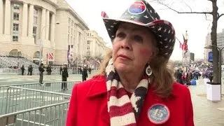 Proud Trump supporters await the inaugural parade