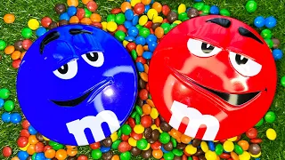 Oddly Satisfying Video | Full of 3 Rainbow BathTubs Candy with M&M's & Magic Slime | Cutting ASMR