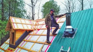 Salvaged Metal Roof and Chimney Install / Ep74 / Outsider Log Cabin