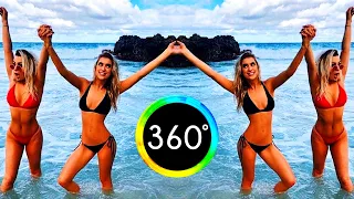 360° VR Isola Bella Beach Walking Tour Waves Visit Sicily Island Italy 5K 3D Virtual Reality HD 4K