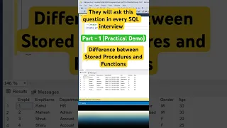 Stored Procedures vs functions - practical demo #shorts #sql #sqlqueries #coding #sqlinterview