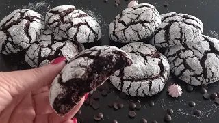 Fudgy and chewy chocolate / Best cookie chocolate Crinkles recipe/کوکی شکلاتی چروک ومرطوب