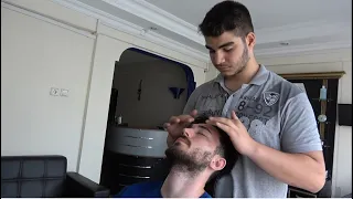 ASMR Young Turkish Barber Head Massage, Face Massage and Back Massage