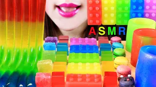 ASMR RAINBOW DESSERT LEGO BLOCK GUMMY JELLY NOODLES KOHAKUTUO CUP MACARON MUKBANG 레고젤리 코하쿠토 국수젤리 먹방