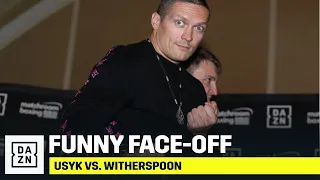 Oleksandr Usyk Hits 'The Woah' During Face-Off With Chazz Witherspoon