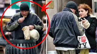 Sie gab einem Obdachlosen Essen, ohne zu wissen, wer er wirklich war... Die ganze WELT kennt ihn