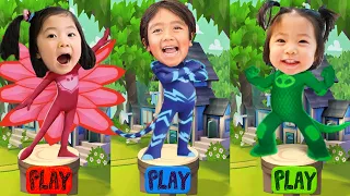 Tag with Ryan - Kaji Brothers Ryan, Emma and Kate in Pj Masks Heroes Costumes Run Gameplay