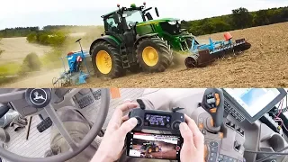 Drohne fliegen und Traktor fahren ?! - JOHN DEERE 6250R - POV Drive - Gerste säen