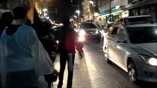 Purim 2012 in Israel Crazy people vs cars Tel Aviv Rothschild Street