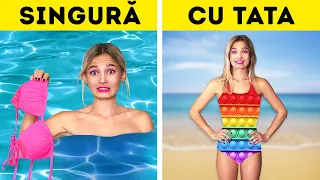 Probleme NEBUNEȘTI pe care le au fetele la plajă - Singură VS. cu TATA, marca Lumea La La