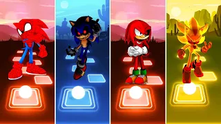 Spider Man Sonic 🆚 Sonic Exe 🆚 Knuckles exe Sonic 🆚 Super Shadow Sonic | Sonic EDM Rush Tiles Hop