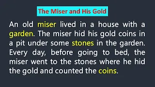 Learn English Language Level A1 ll The miser and his gold stories ll
