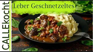 Lebergeschnetzeltes in Apfel-Zwiebelsoße. Das Pfannen - Rezept