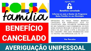 MENSAGEM DO BOLSA FAMÍLIA BENEFÍCIO CANCELADO POR AVERIGUAÇÃO UNIPESSOAL VOCÊ FOI CONVOCADO