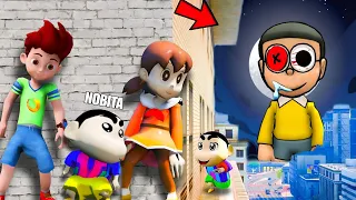 GTA5: Evil Nobita Kidnapped FRANKLIN, Shinchan, Play jump on the boat Ramp