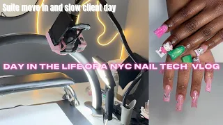 Day in the life of a NYC nail Tech vlog| New suite Move in, Slow client Nail day, $300 nail day