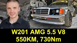 [subbed] Mercedes W201 5.5 AMG V8 and its driver- Kajetan Rutyna