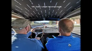 Overtaking in a 1961 Saab 96 with a two stroke engine