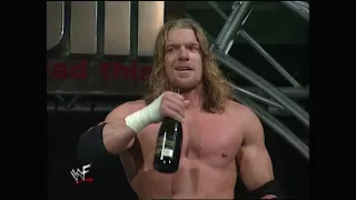 Triple H continues to celebrate the WWF Championship. D-Generation X vs Rock. RAW. January 3, 2000