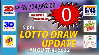 9pm Lotto Result Today August 8, 2022 and 7pm STL Draw