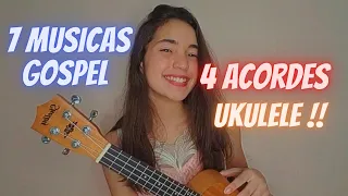 7 MÚSICAS GOSPEL COM 4 ACORDES NO UKULELE | Carol Almeida (tutorial+cover)