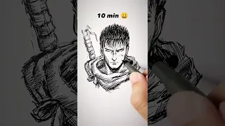 How to Draw Guts | Berserk in 10sec, 10mins, 10hrs 😳 #shorts #anime #drawing