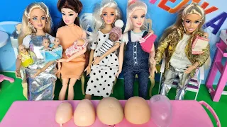 PREGNANT BARBIE DOLLS WITH BABIES! Triplets and transparent belly) Review of the Darinelka Doll