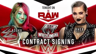 Asuka vs Rhea Ripley - Raw Women's Championship Match at Wrestlemania Contract Signing -