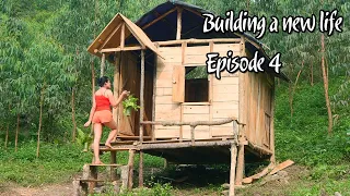 Building a new life - Episode 4:Completing the wooden house in the forest, making floors - Farm Life