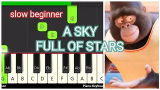 Sing 2 - A Sky Full Of Stars Song | One Hand Slow Easy Piano Tutorial